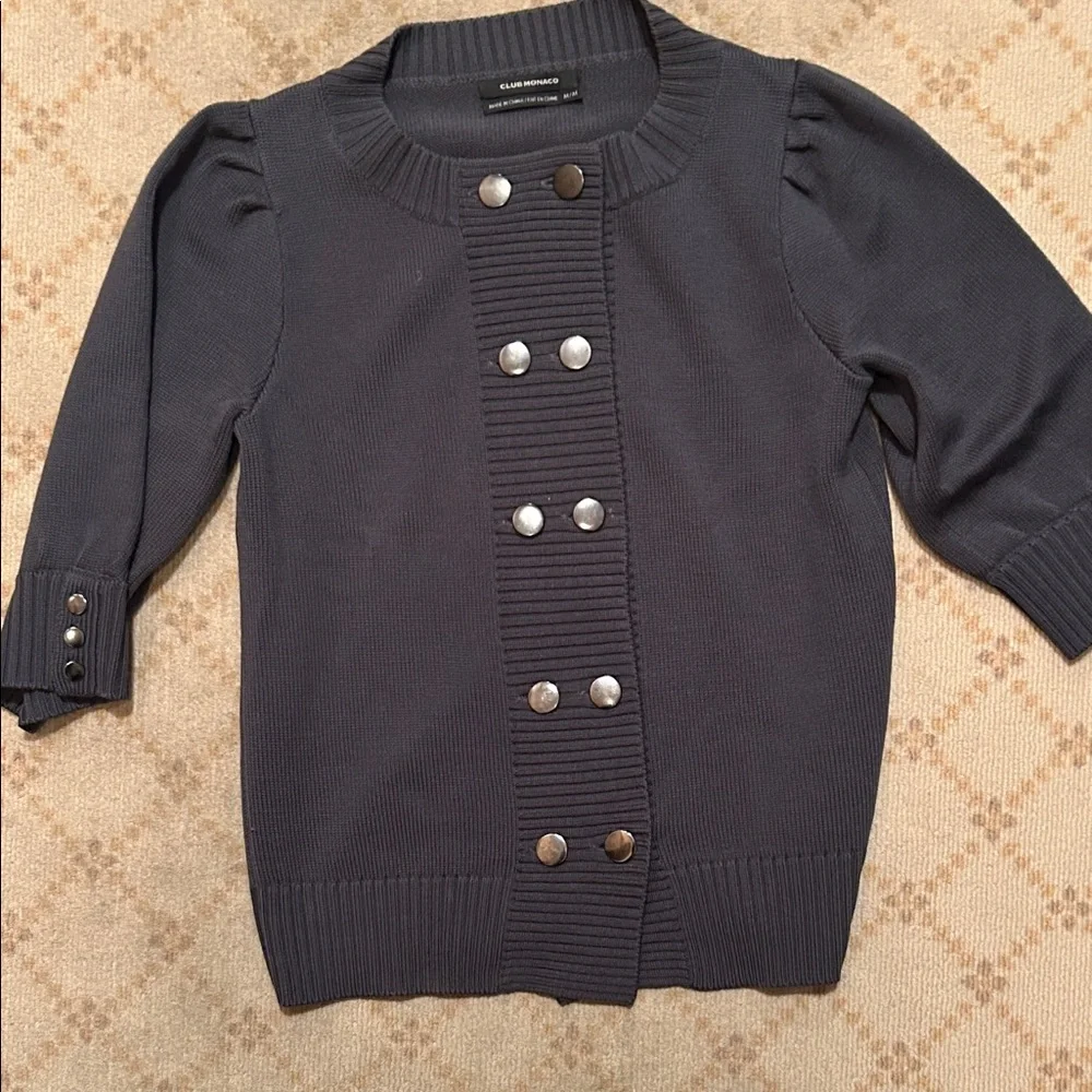 Club Monaco grey/slate Double-Breasted Knit Blazer top size M - Picture 1 of 5
